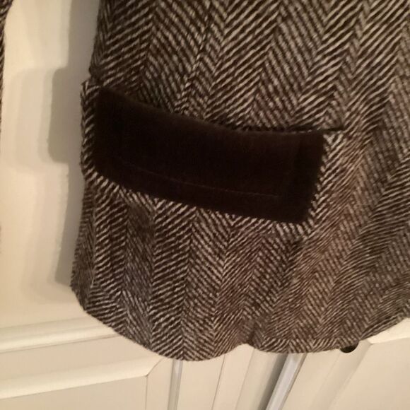 Talbots Wool Blazer Jacket Sz 10P Herringbone Lined Velour Academia - Picture 5 of 9